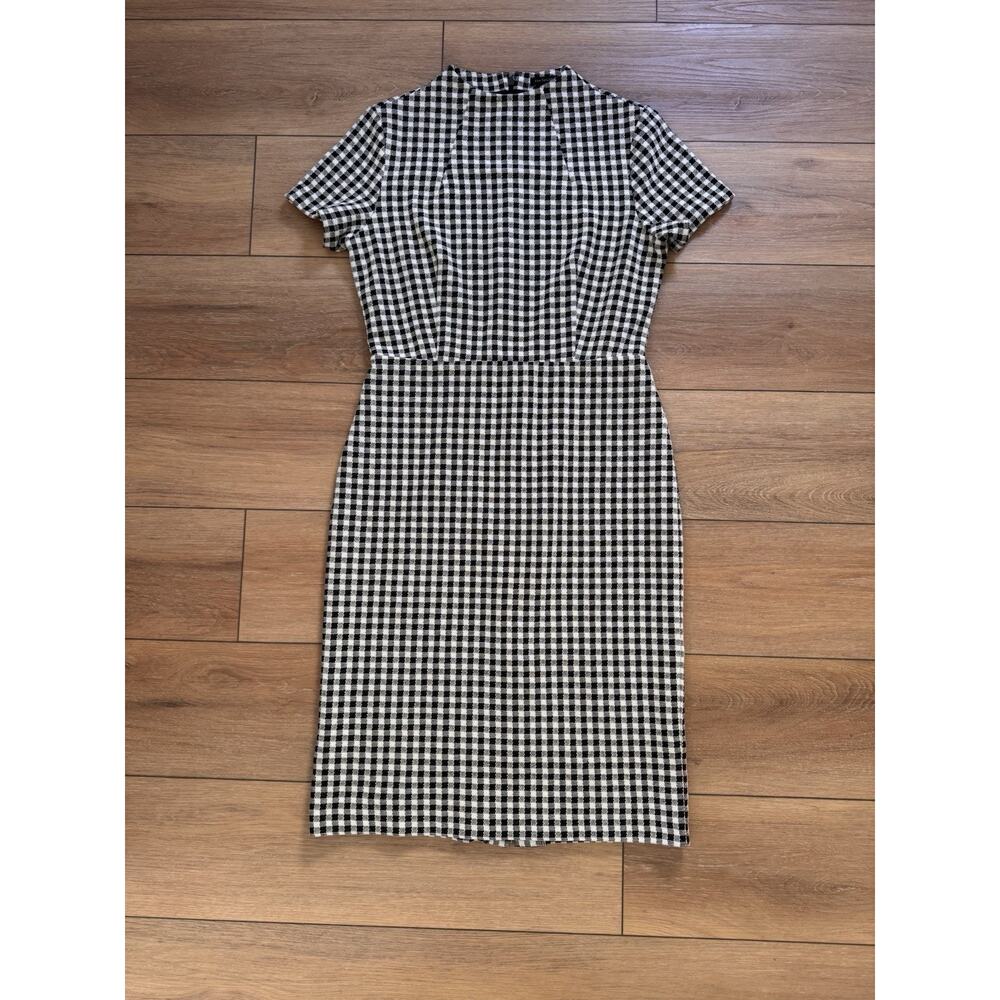 Ann Taylor Black & White Gingham Woven Sheath Dress Size 6 Classic Tailored - Picture 5 of 16